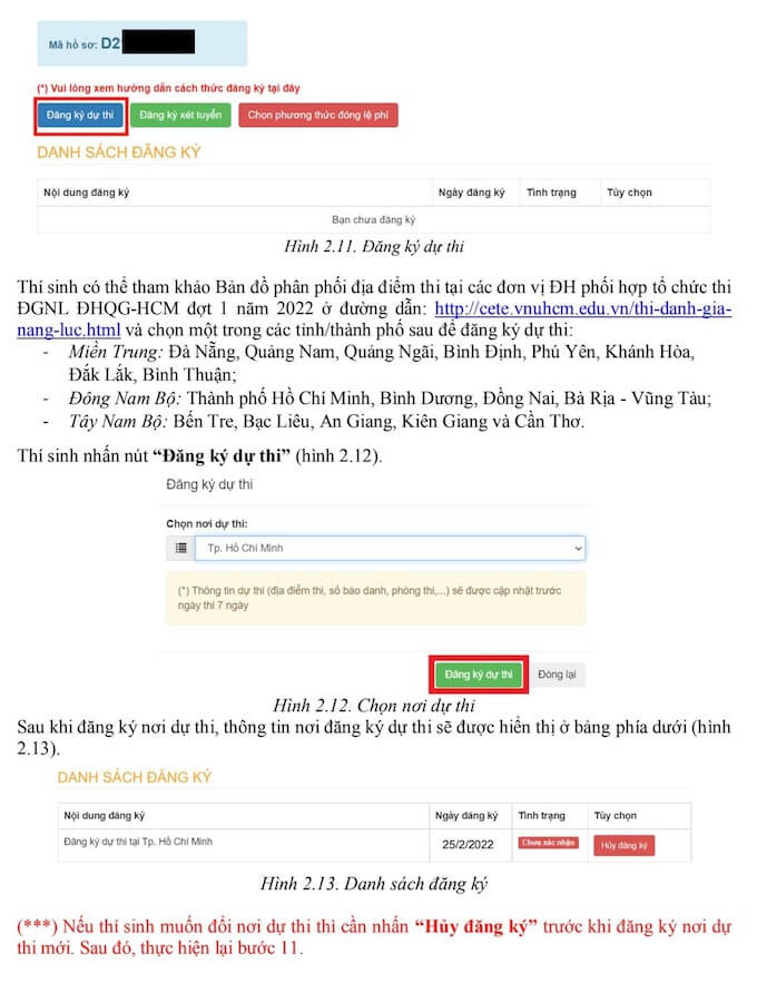 Cách điền hồ sơ dự thi Đánh giá năng lực 2022 của ĐH Quốc Gia TP.HCM - Ảnh 13