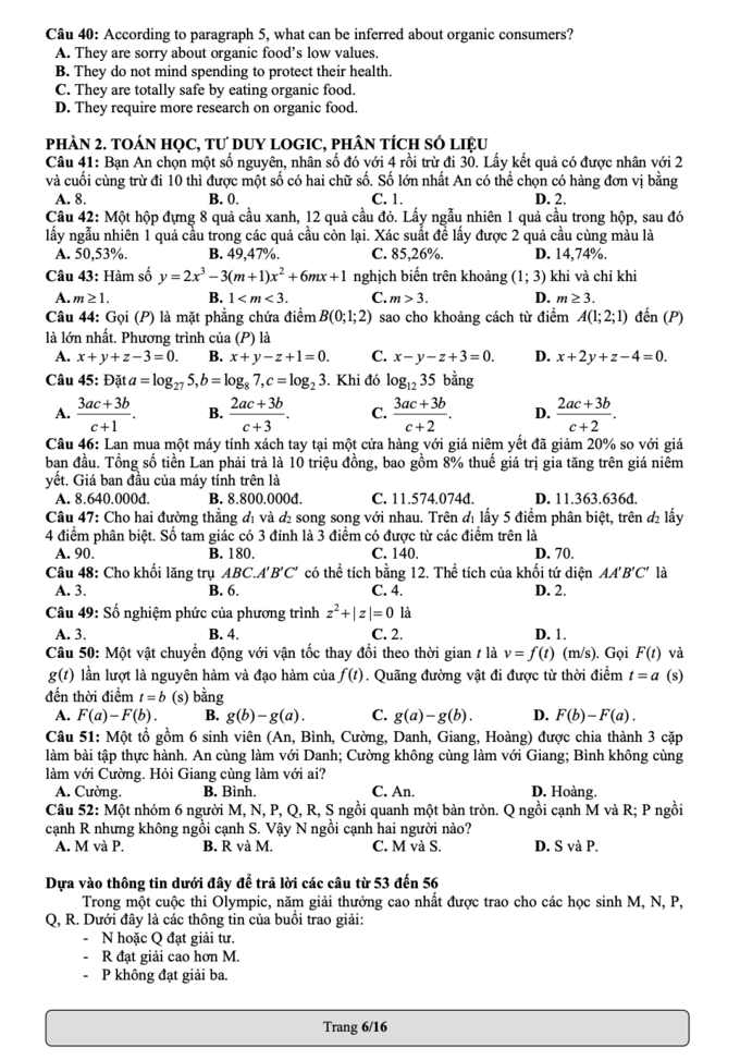 Đề thi mẫu Đánh giá năng lực 2022 của ĐH Quốc Gia TP.HCM - Ảnh 6