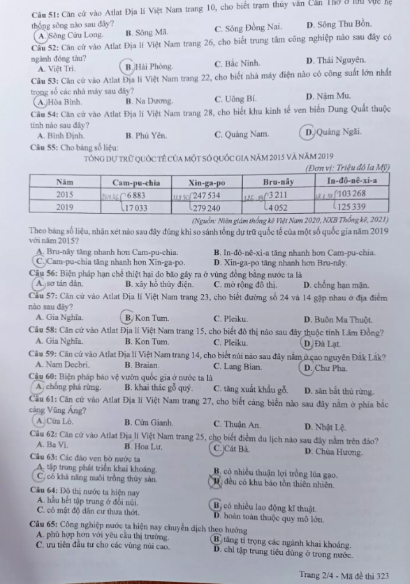 Đề môn Địa lý thi tốt nghiệp THPT 2022 - Ảnh 2