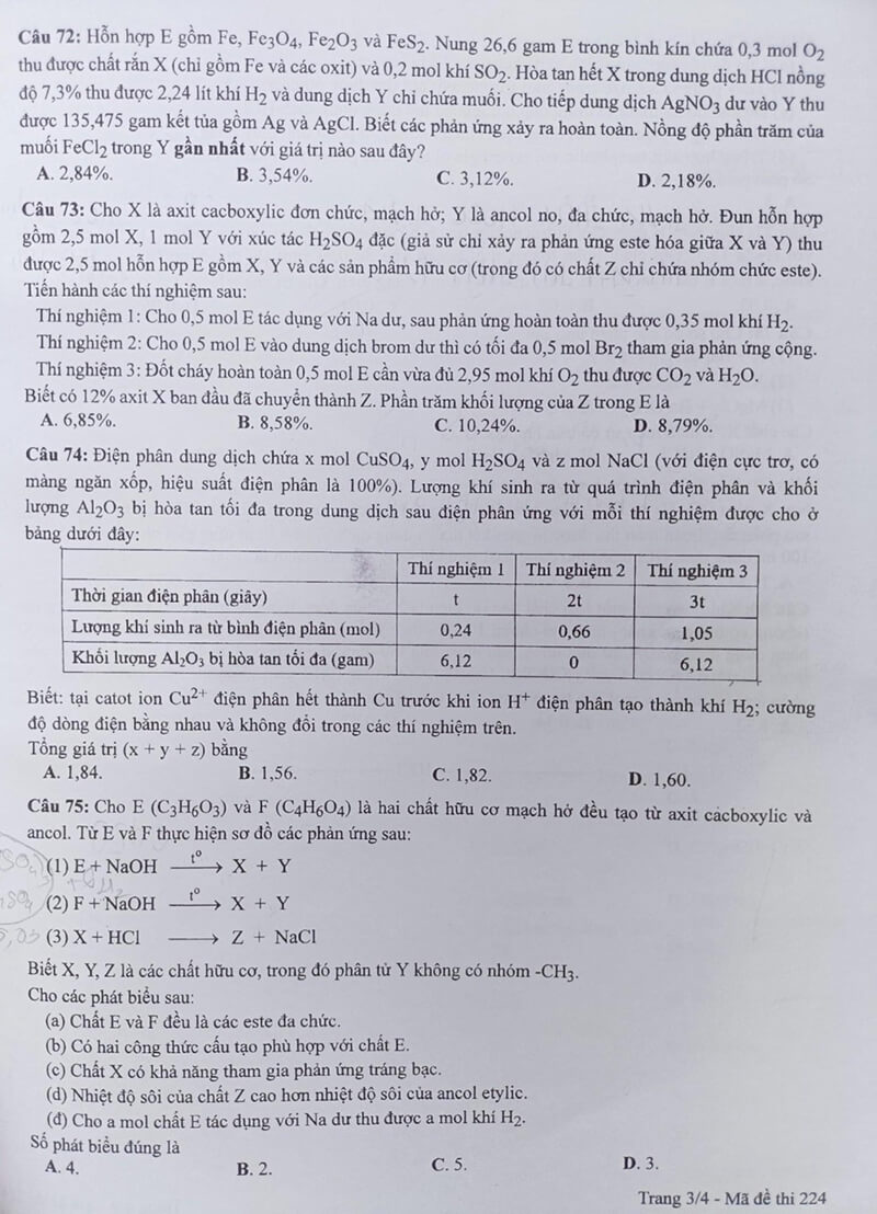 Đề thi môn Hóa học tốt nghiệp THPT quốc gia năm 2022 - Ảnh 3