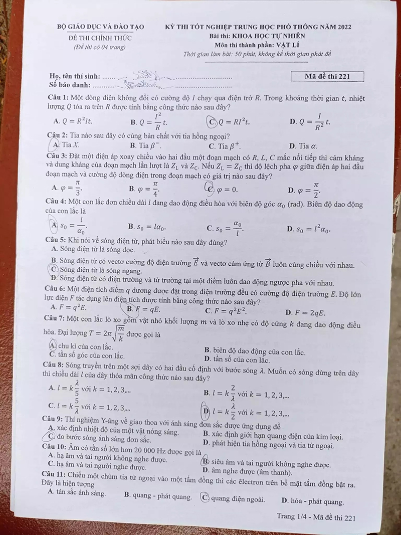 Đề và gợi ý đáp án môn Vật lý - Ảnh 1