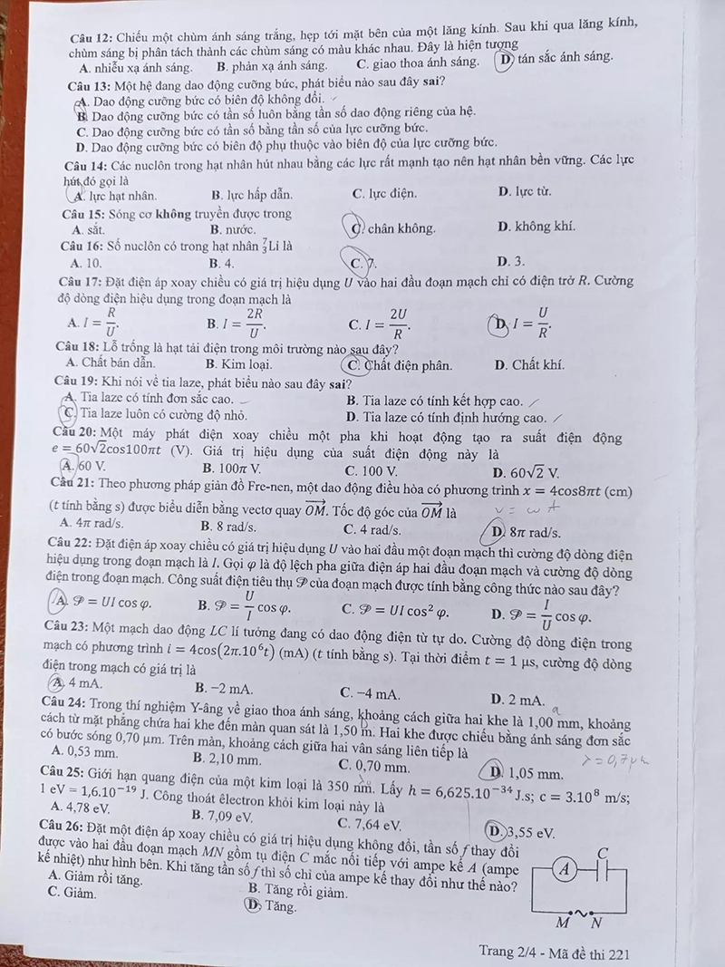 Đề và gợi ý đáp án môn Vật lý - Ảnh 2