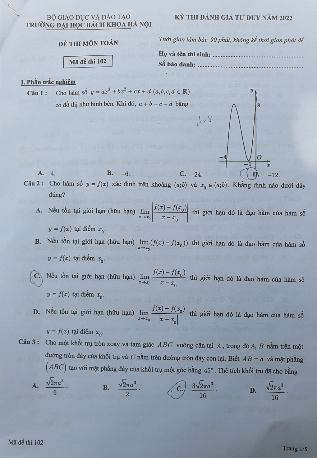 Đề thi đánh giá tư duy của ĐH Bách khoa Hà Nội - Ảnh 1