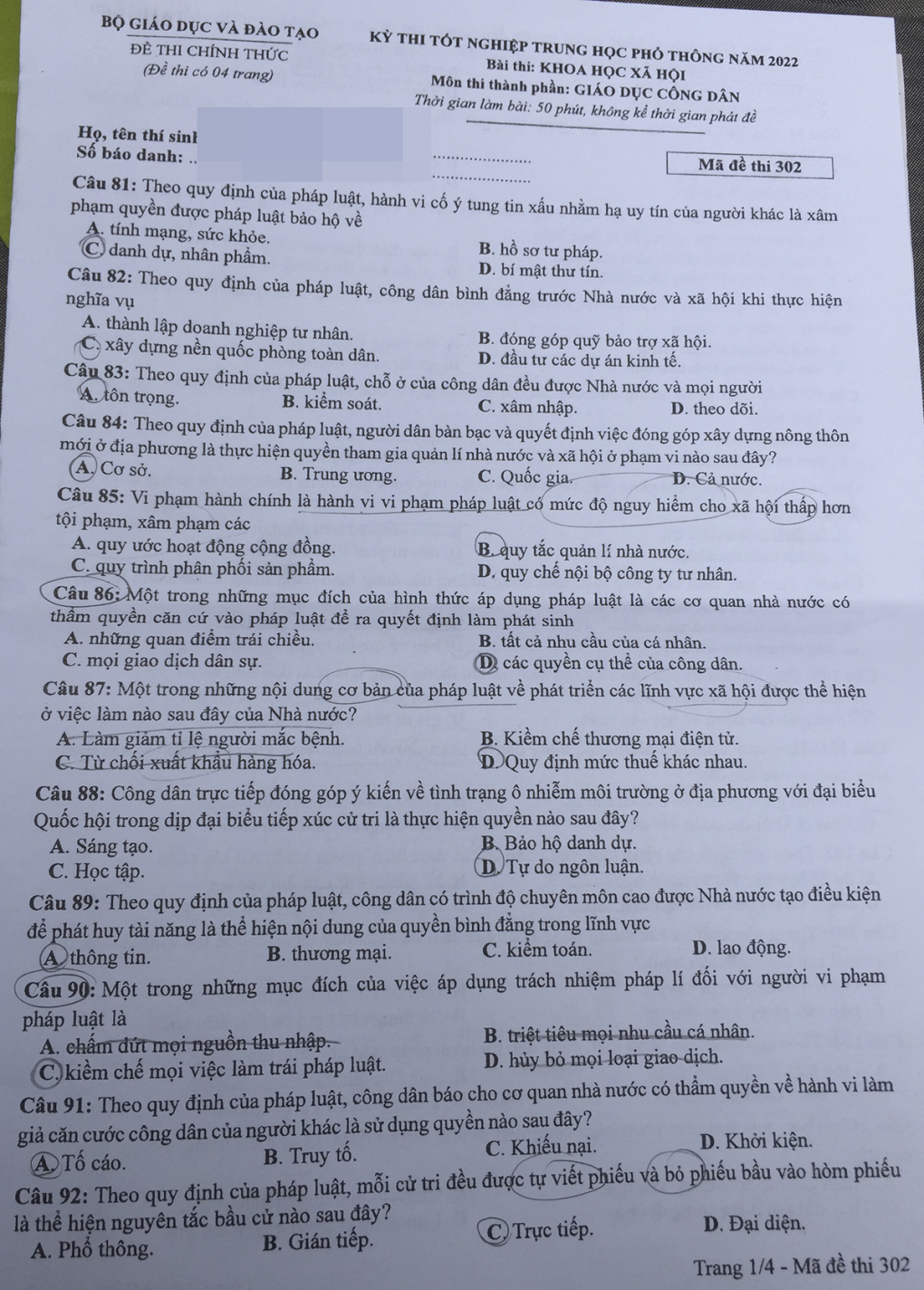 Đề và gợi ý đáp án môn Giáo dục công dân - Ảnh 1
