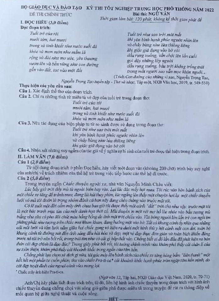Giáo viên, thí sinh nói gì về đề thi Văn năm nay? - Ảnh 1