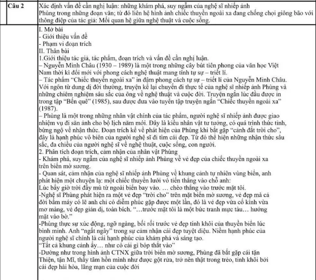 Gợi ý đáp án môn Văn thi tốt nghiệp THPT năm 2022 - Ảnh 2