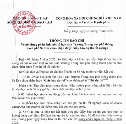 9 thí sinh không được phát giấy báo thi tốt nghiệp THPT vì chưa đóng học phí - Ảnh 2