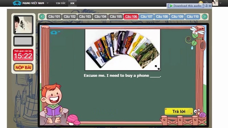 100 câu luyện thi IOE tiếng Anh lớp 5 